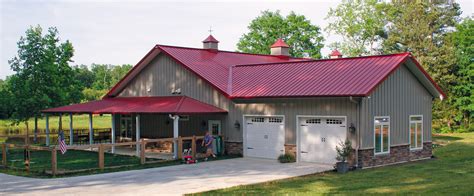 ranch house with red metal roof|morton pole barn homes pictures.